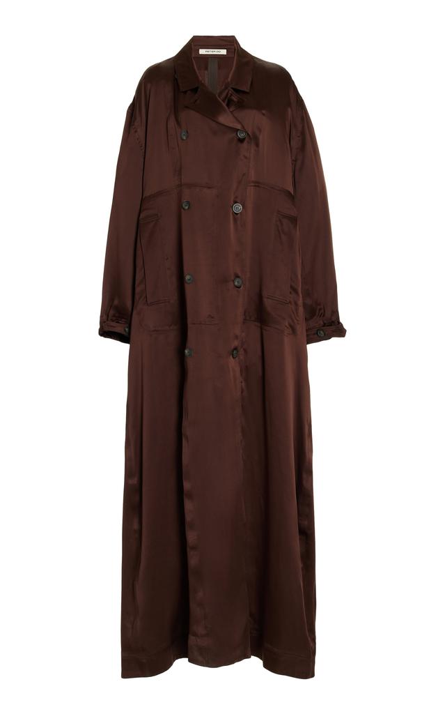 Peter Do Peter Do - Double-Breasted Silk-Satin Duster Trench Coat - Brown - XS - Moda Operandi