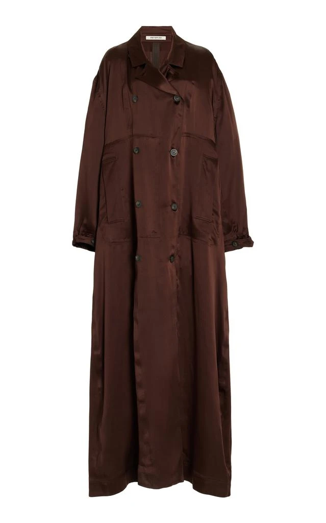 Peter Do Peter Do - Double-Breasted Silk-Satin Duster Trench Coat - Brown - XS - Moda Operandi 1