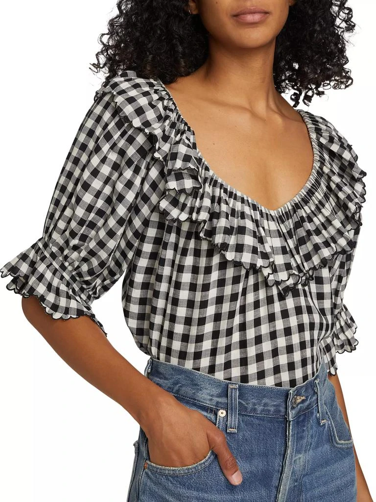 DÔEN Samara Gingham Ruffled Top 6