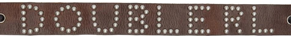 RRL Brown Studded Logo Leather Belt 2