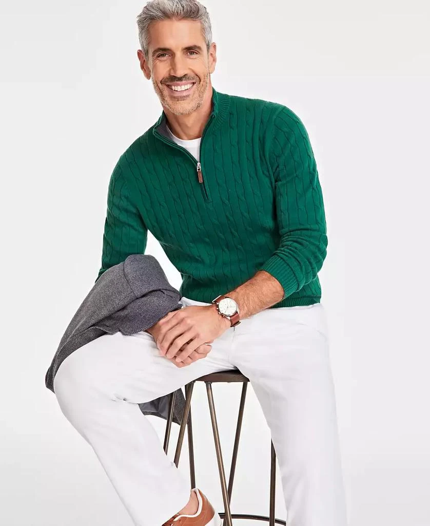 Club Room Men's Cable Knit Quarter-Zip Cotton Sweater, Created for Macy's 5