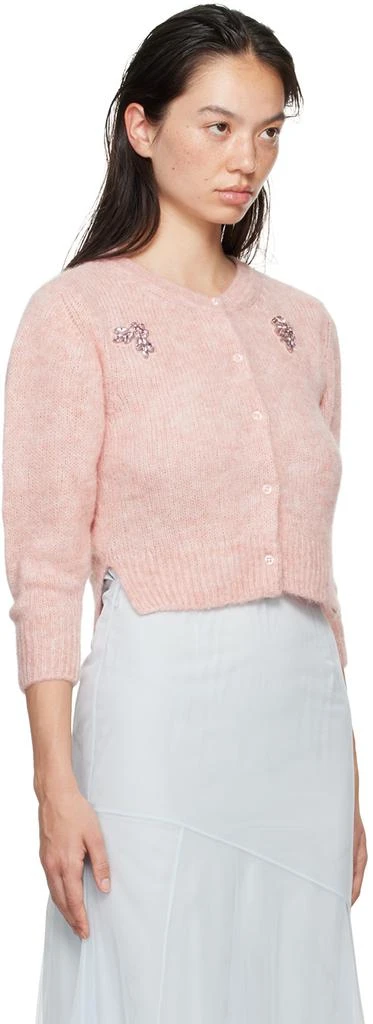 Simone Rocha Pink Cropped Alpaca Knit Cardigan 2