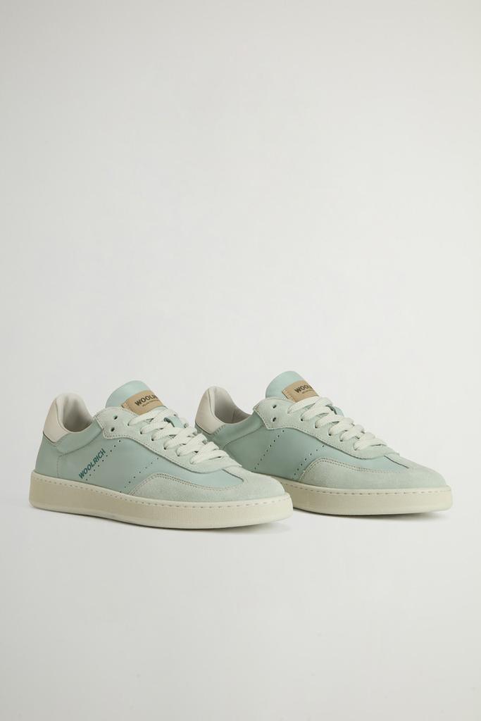 Woolrich Swing Court Leather Sneakers with Suede Details - Women - Green