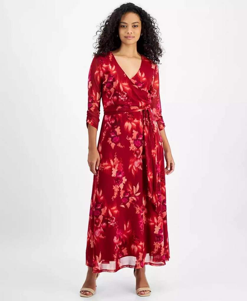 JAMIE & LAYLA Petite 3/4-Sleeve Faux-Wrap Maxi Dress 1