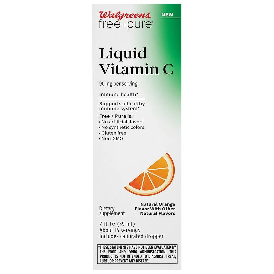 Walgreens Free & Pure Liquid Vitamin C Natural Orange 1