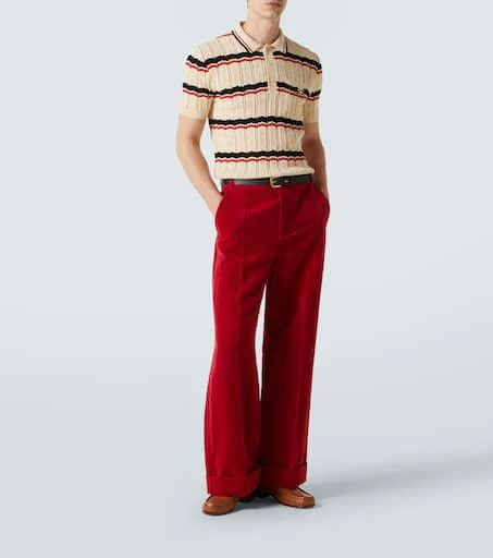 Valentino VLogo pointelle striped cotton polo shirt 2