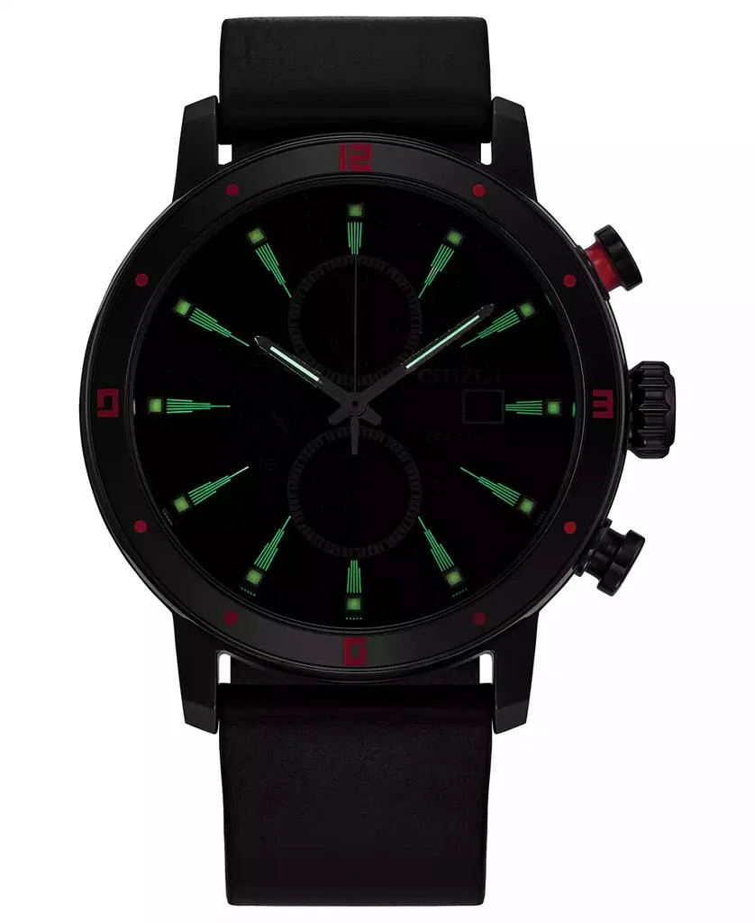 Citizen Eco-Drive Men's Chronograph Star Wars Darth Vader Black Leather Strap Watch 44mm 4
