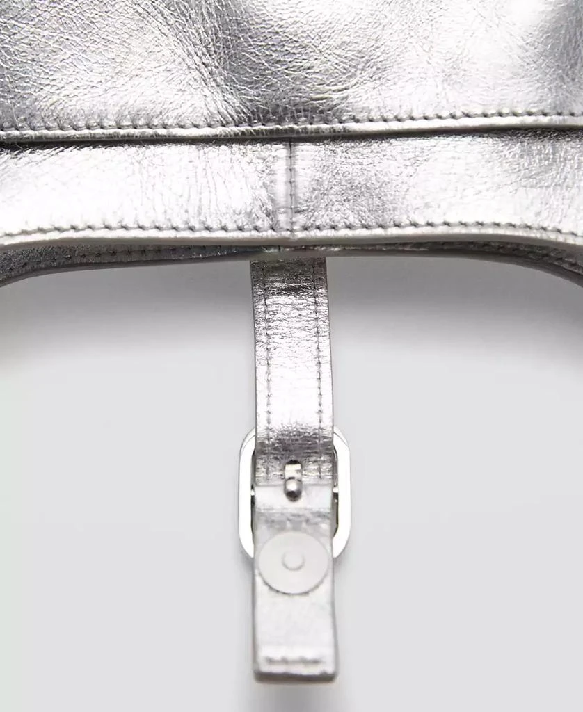 Mango Women's Leather Metallic Bag 3