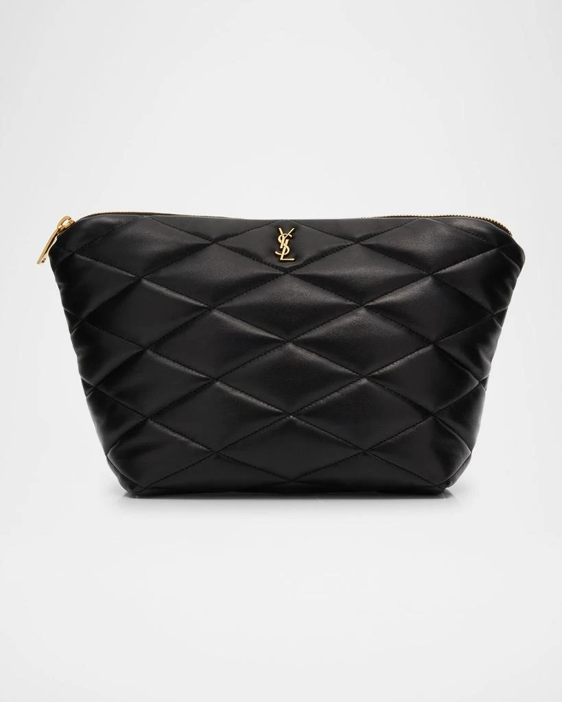 Yves Saint Laurent Sade Large YSL Cosmetic Pouch Bag in Quilted Leather 1