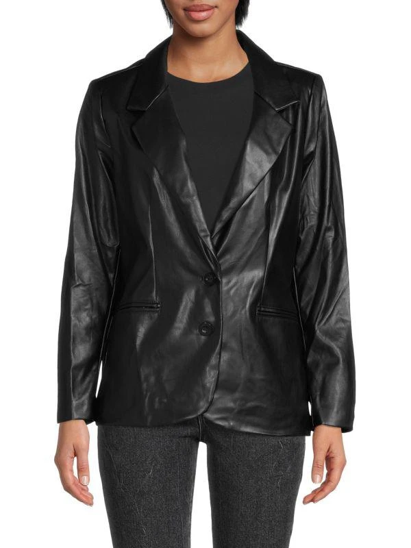 BCBG Faux Leather Boyfriend Blazer 1
