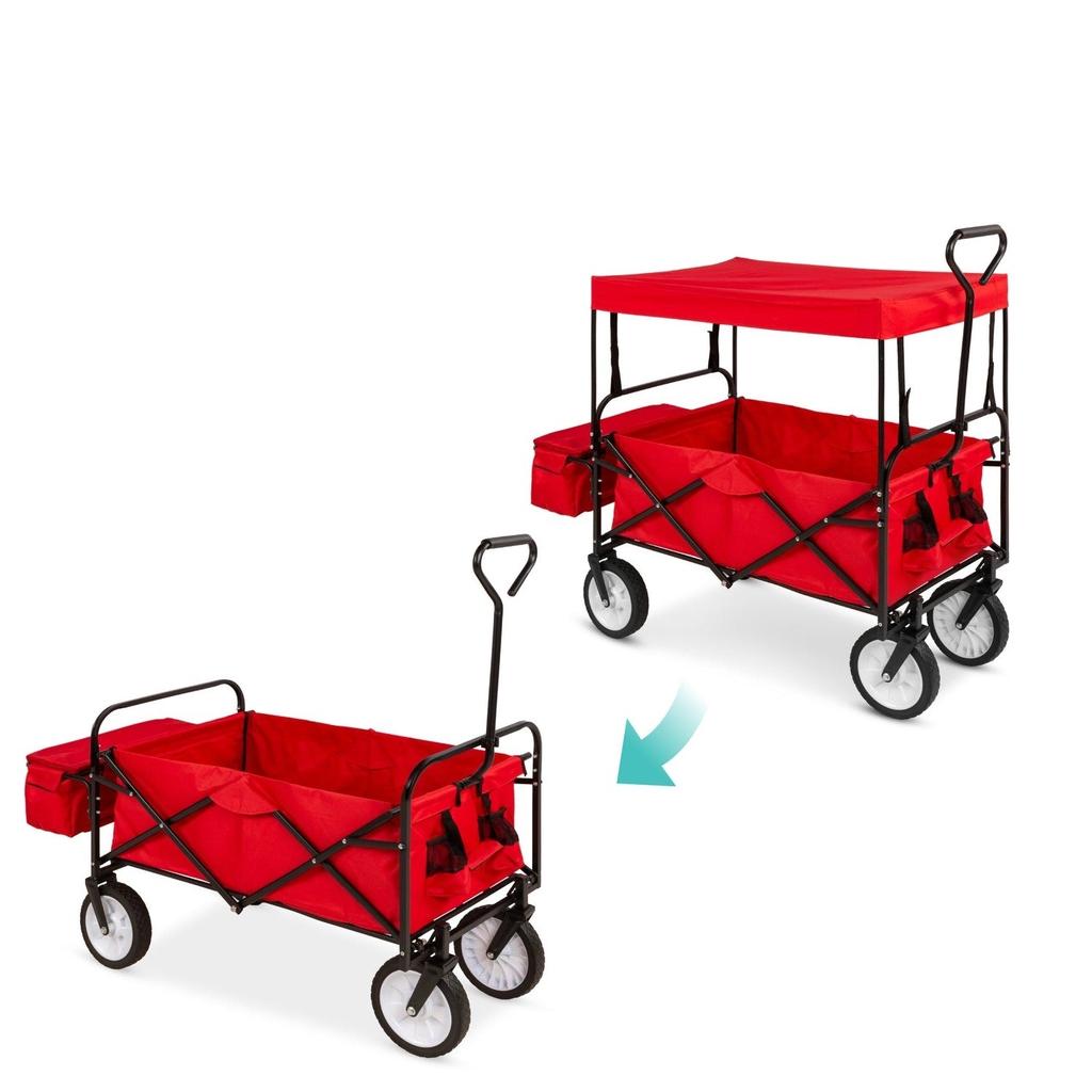 QuikFurn Collapsible Utility Wagon Cart Indoor/Outdoor with Canopy - Red