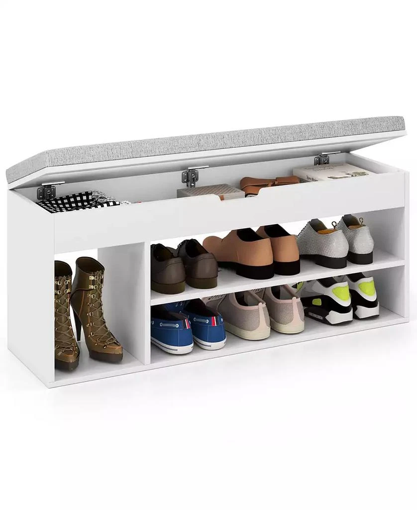 Gymax Shoe Bench Home Entryway Shoes Storage Bench w/ Padded Seat 
Hidden Storage