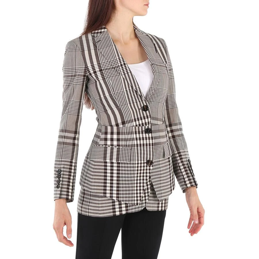 Burberry Ladies Check Basque Detail Tailored Jacket 2