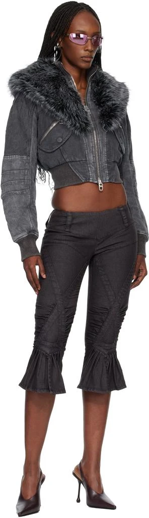 Miss Sixty Black KNWLS Edition Padded Denim Bomber Jacket 4