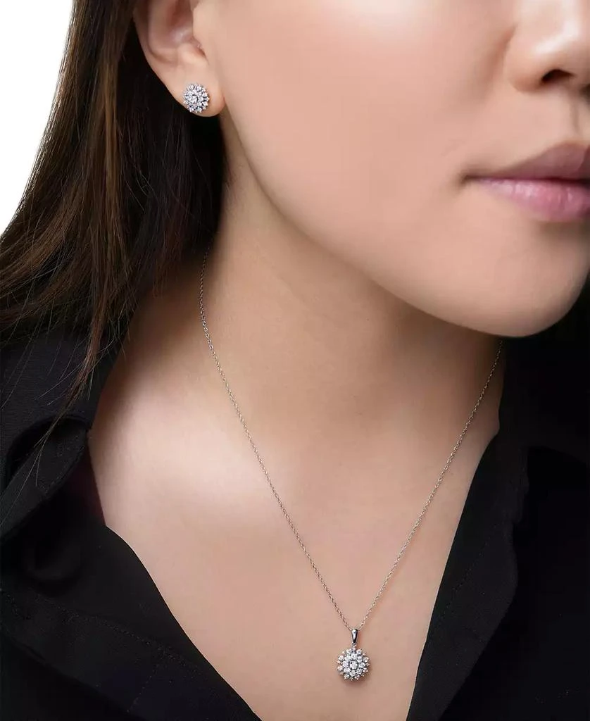 Macy's 2-Pc. Set Diamond Cluster Pendant Necklace & Matching Stud Earrings (1 ct. t.w.) in 14k White Gold, Created for Macy's 5