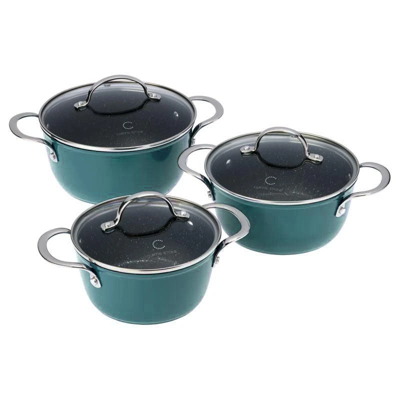Curtis Stone 6-piece Dura-Pan+ Nesting Saucepan Set Refurbished 1