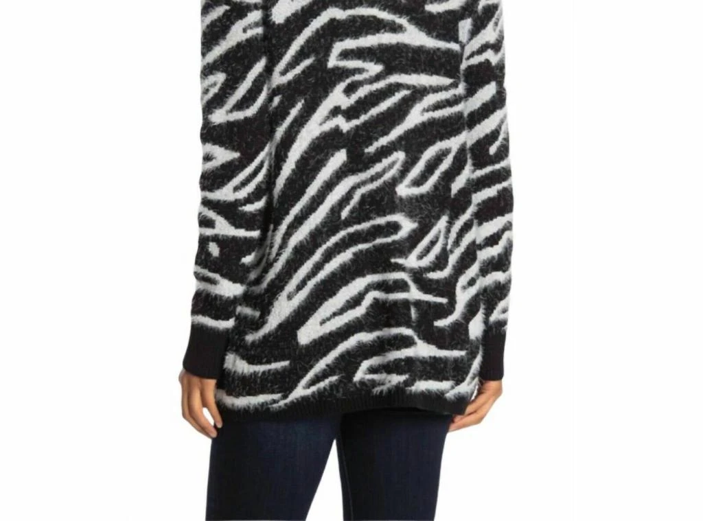 SUSINA Susina - Women's Zebra Print Open Front Eyelash Cardigan 4