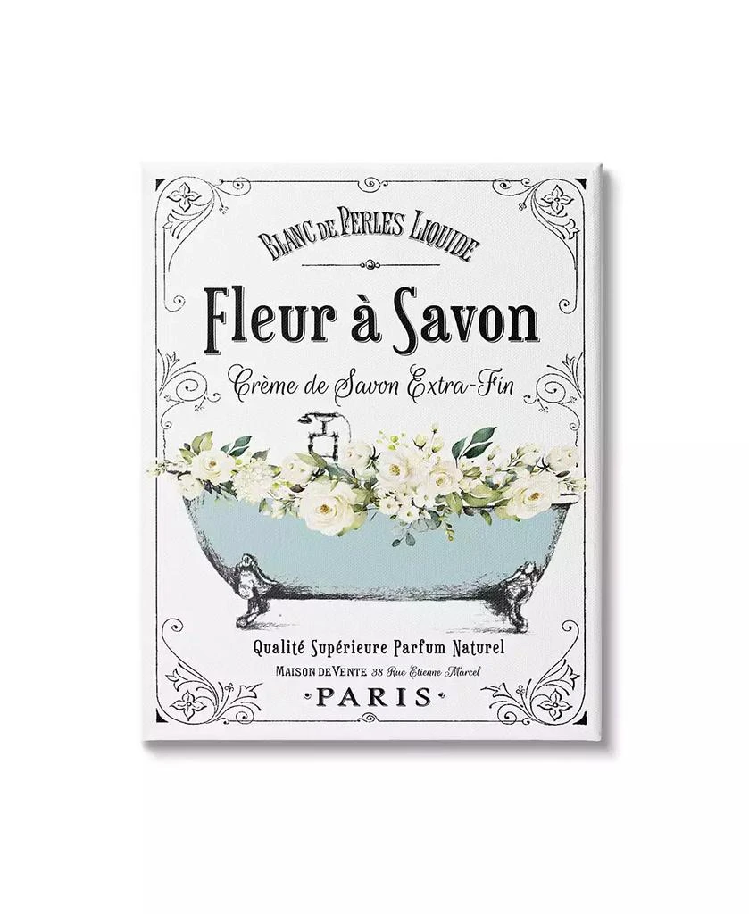 Stupell Industries Floral Parisian Bathroom Advertisement Canvas Wall Art, 16" x 1.5" x 20"