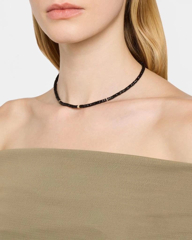 Sydney Evan 14K Yellow Gold Black Spinel Beaded Necklace with Diamonds and Sapphire 2