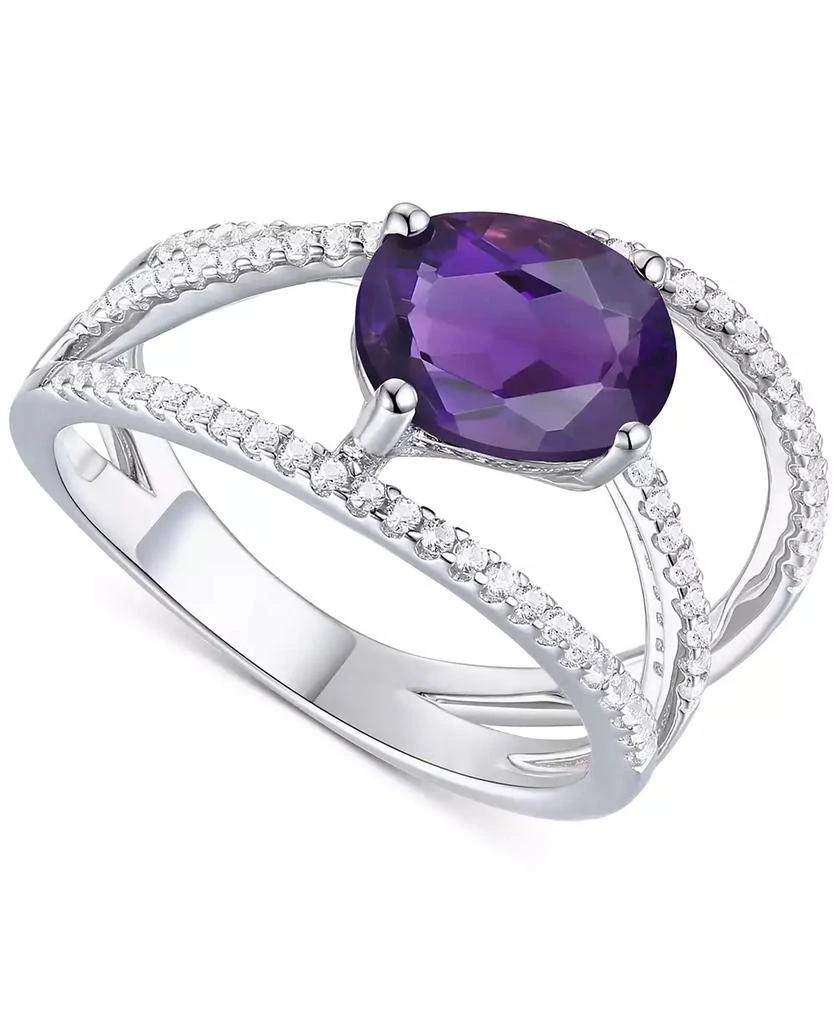 Macy's Amethyst (1-3/4 ct. t.w.) & Lab-Grown White Sapphire (3/8 ct. t.w.) Openwork Statement Ring in Sterling Silver (Also in Blue Topaz) 1