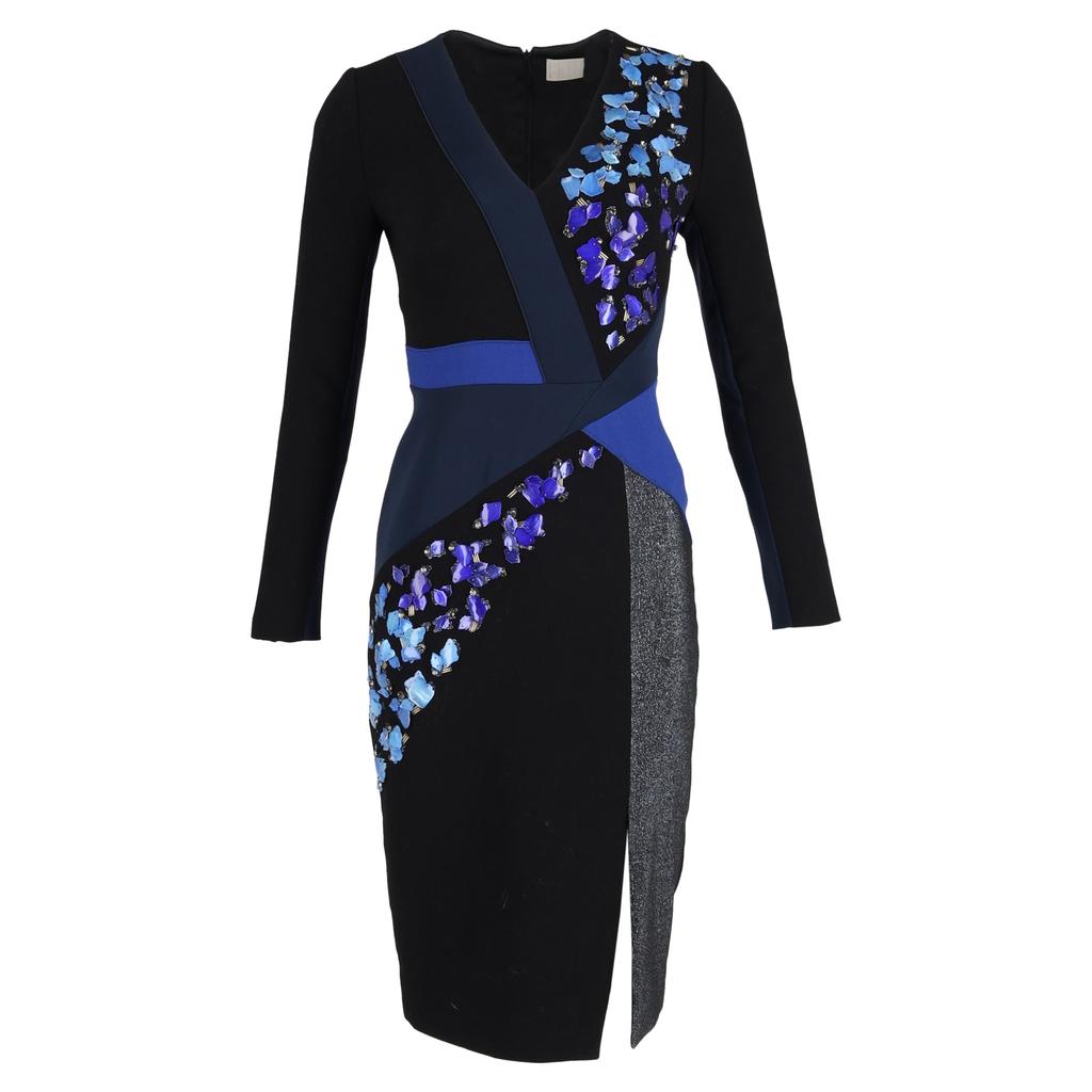 PETER PILOTTO Aro Midi Dress in Black Virgin Wool