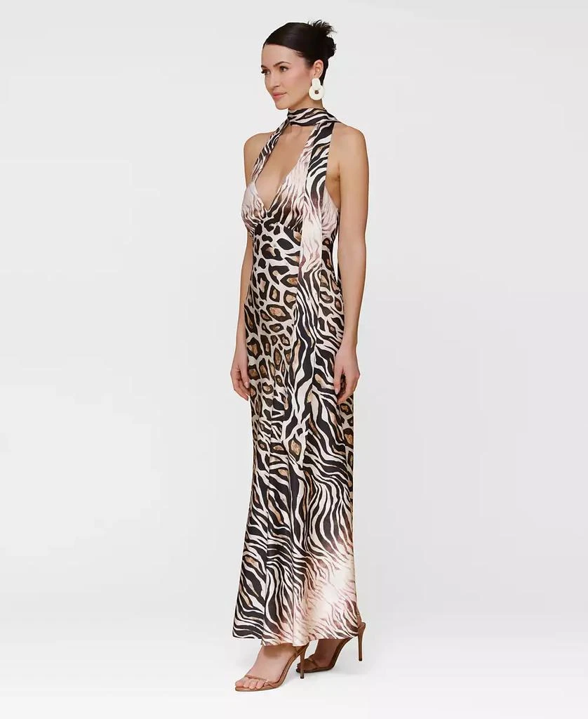 Avec Les Filles Women's Printed Halter Scarf-Tie Maxi Dress 3