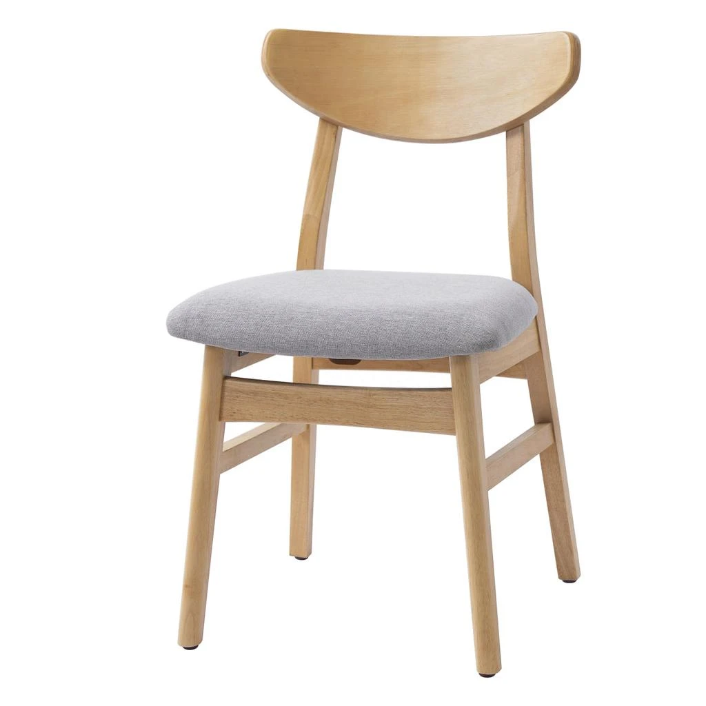 Streamdale Furniture Streamdale Set of 2 Modern Scandinavian Chairs - Gray Fabric, Natural Wood 3