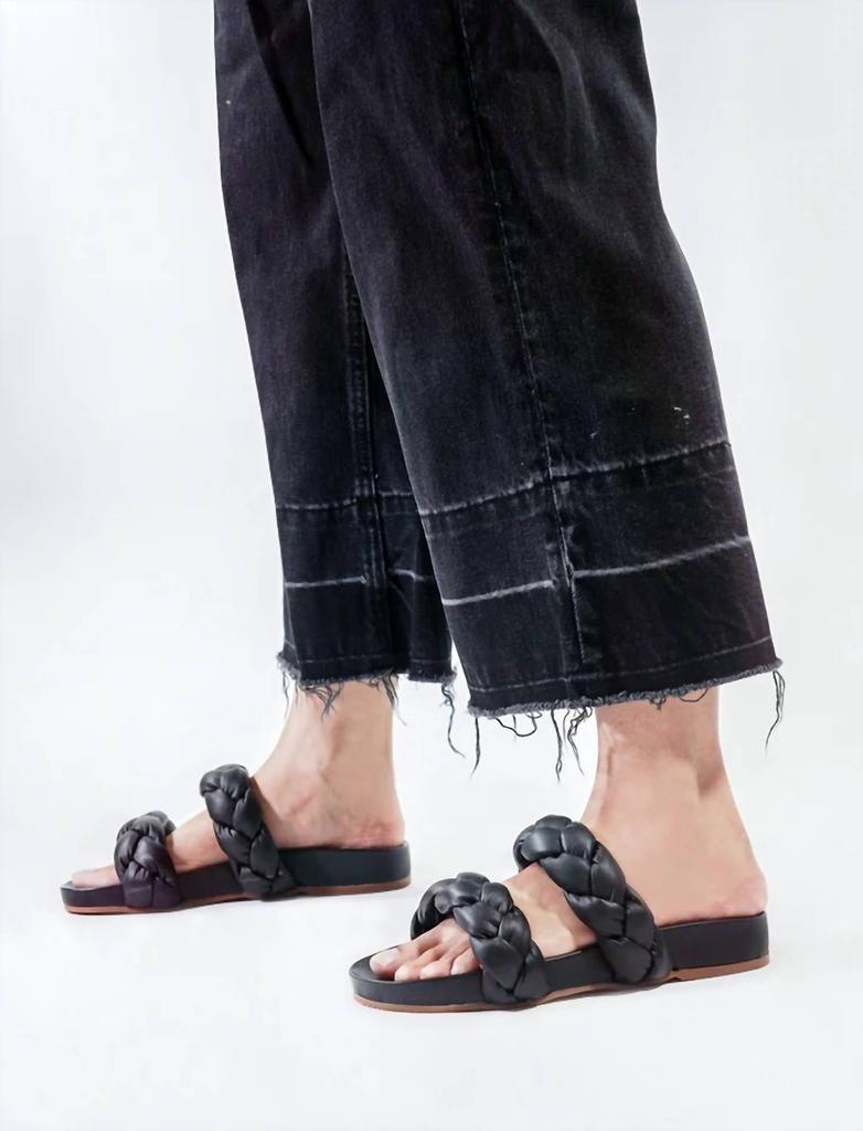 Kaanas Coco Chunky Braided Pool Slide In Black