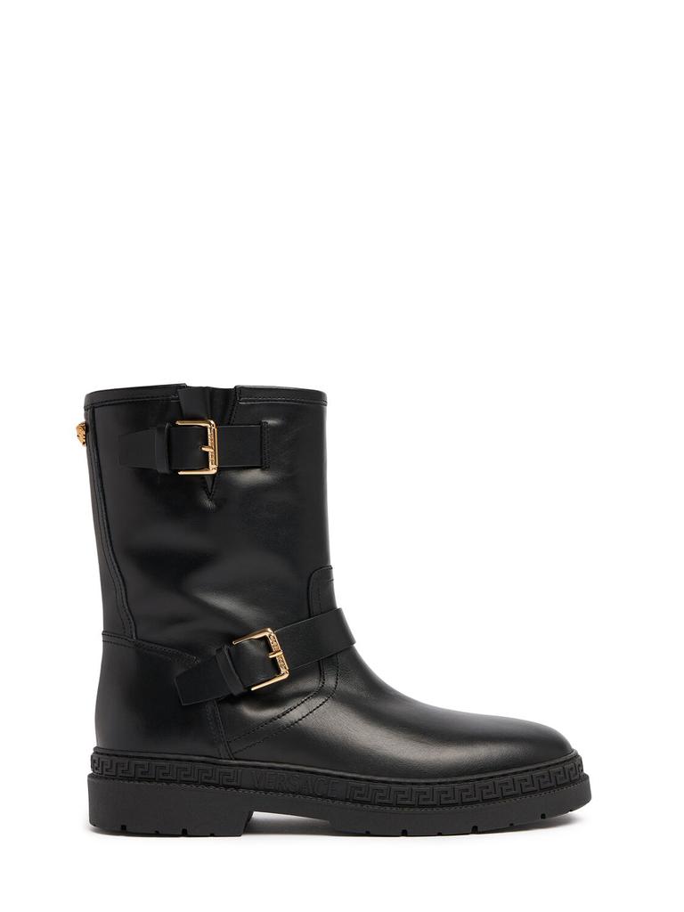 VERSACE Leather Biker Boots