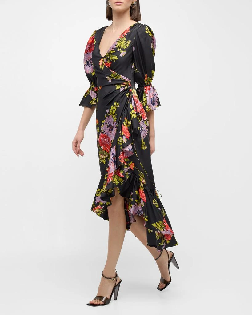 Cinq a Sept Theda Chrysanthemum-Print Faux-Wrap Midi Dress 8