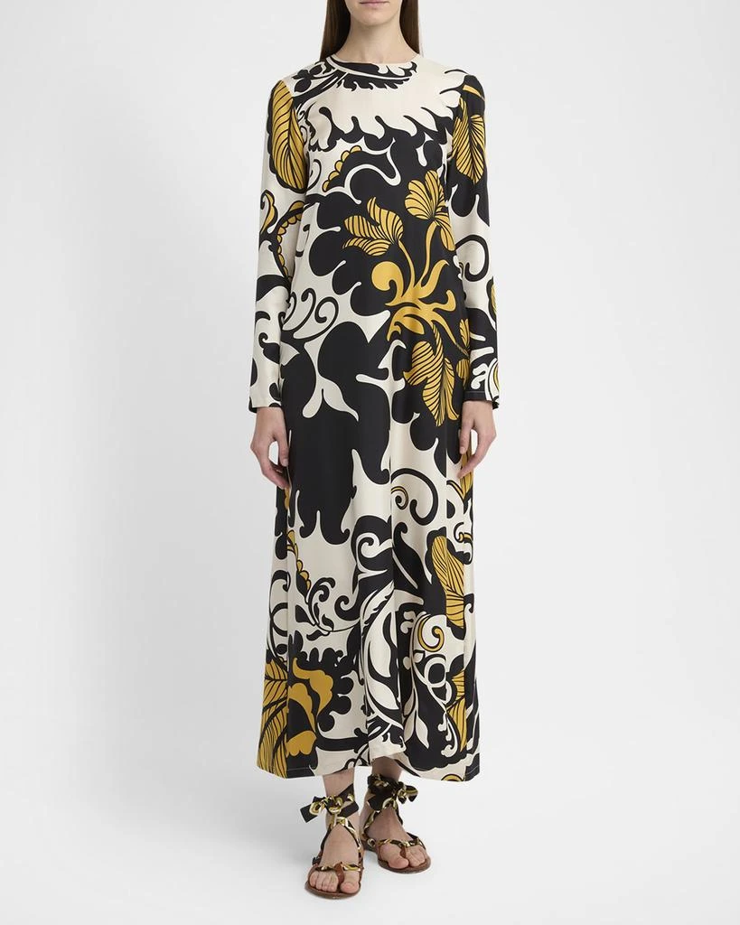 LA DOUBLE J Marea-Print Long-Sleeve Maxi Swing Dress 2