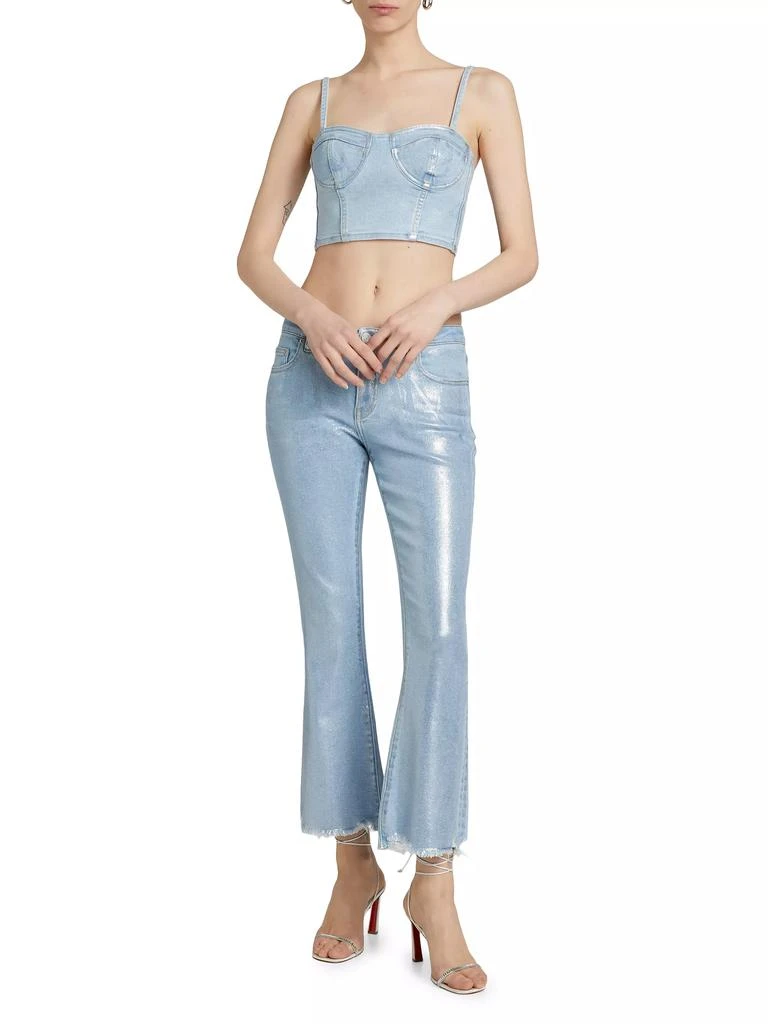 Purple Brand Metallic Foil Denim Corsette Crop Top 2