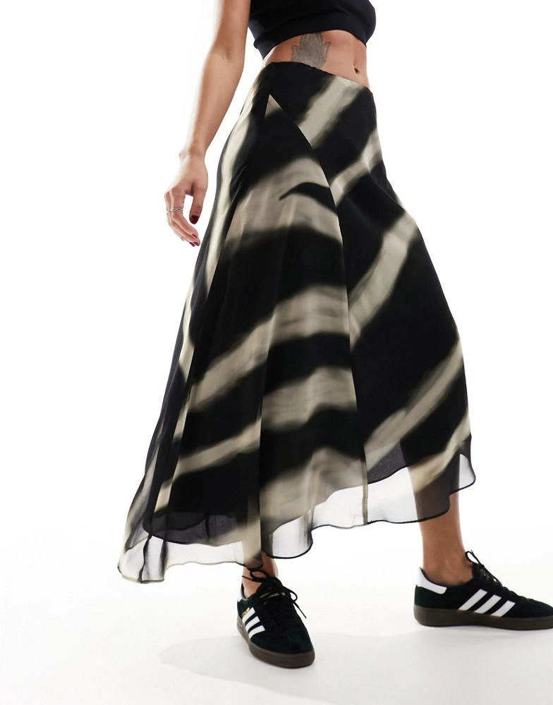 Mango Mango printed midi skirt in black 3
