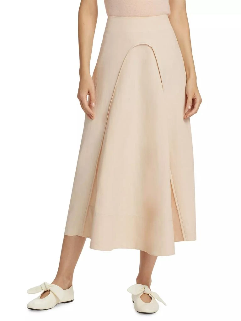 Co Linen Curved-Seam Midi-Skirt 3