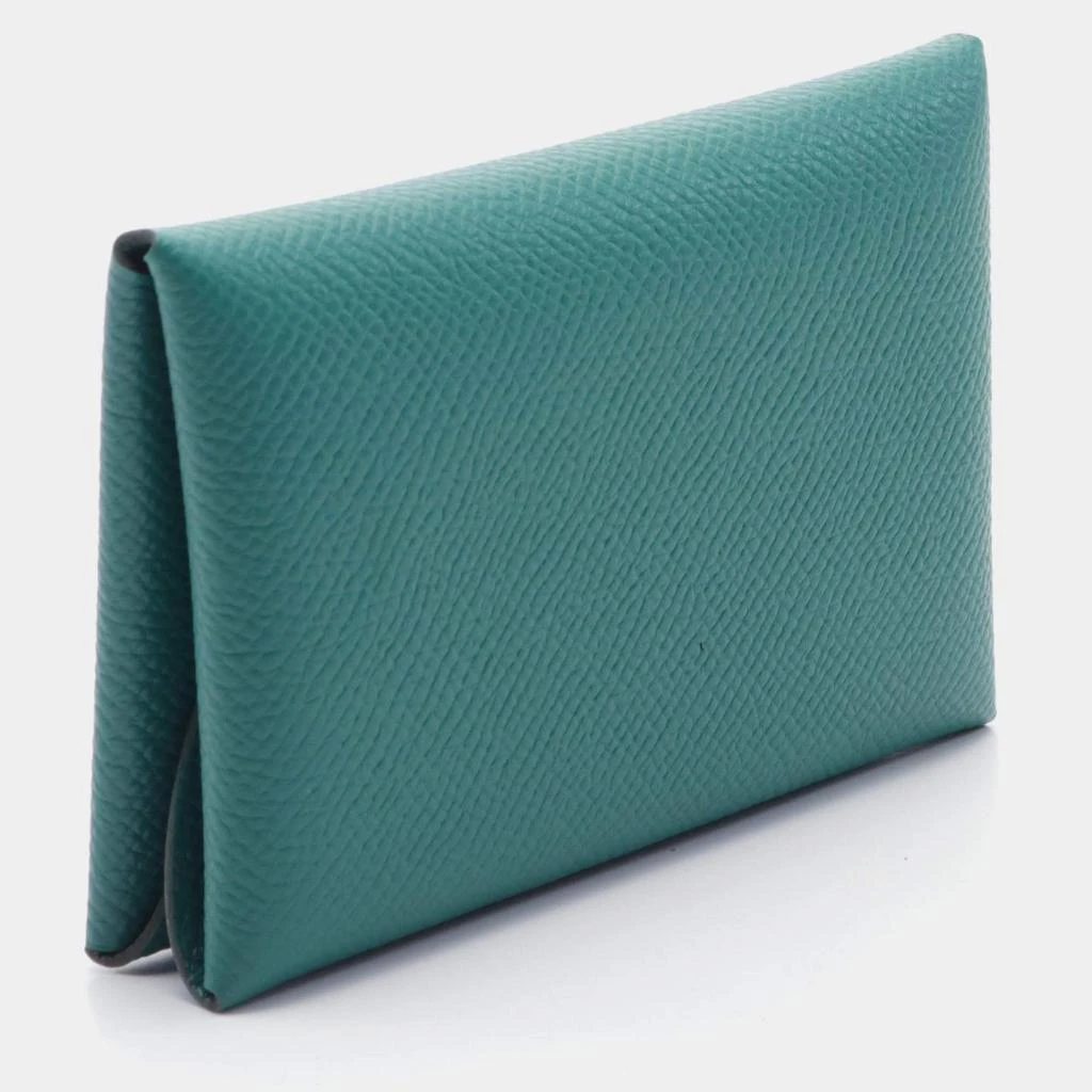 Hermes Hermes Green Leather Calvi Duo Wallet 2