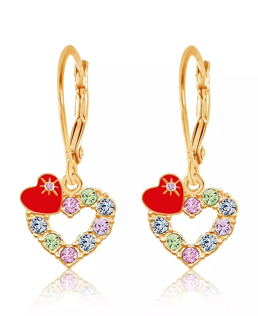 Chanteur Girls /Girl/Heart Red Crystal Leverback Earring