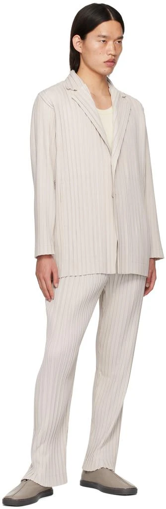 Homme Plissé Issey Miyake Beige Box Pleats Ensemble Blazer 4