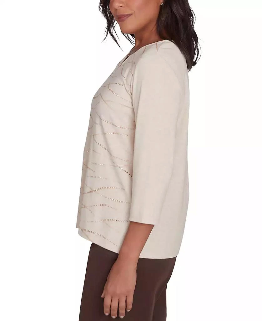 Alfred Dunner Petite Split-Neck Embellished 3/4-Sleeve Top 4