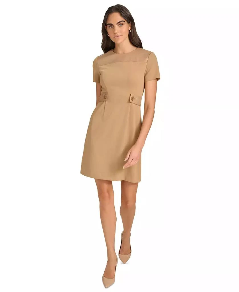 Calvin Klein Women's Faux-Leather-Trim A-Line Dress 1