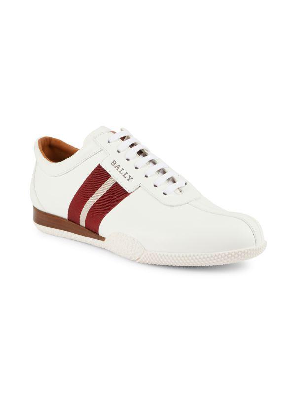 Bally Frenz Textile-Stripe Leather Sneakers