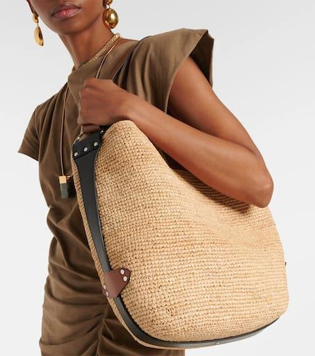 Isabel Marant Bayia leather-trimmed raffia tote bag 2