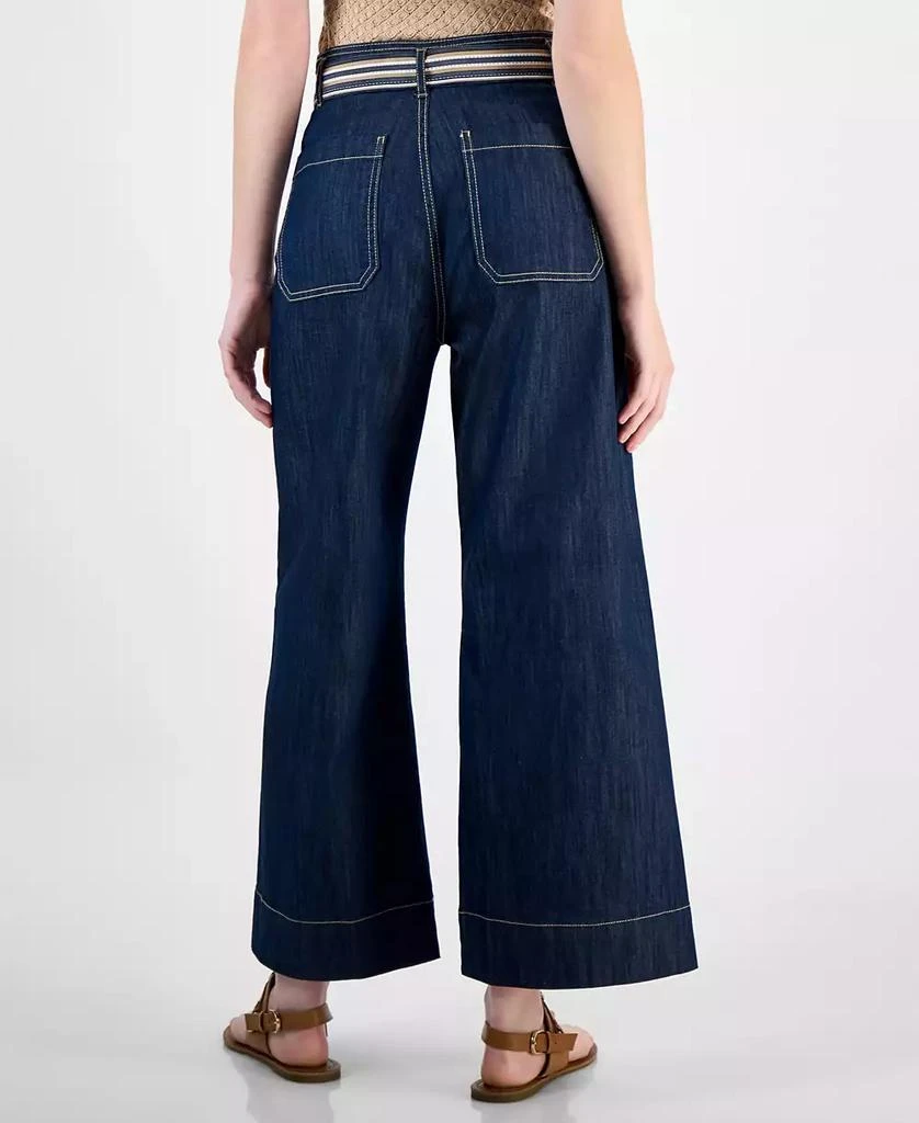 Tommy Hilfiger Women's Belted High Rise Wide-Leg Jeans 4