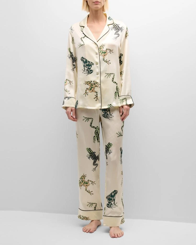 OLIVIA VON HALLE Lila Frog-Print Silk Satin Pajama Set 1