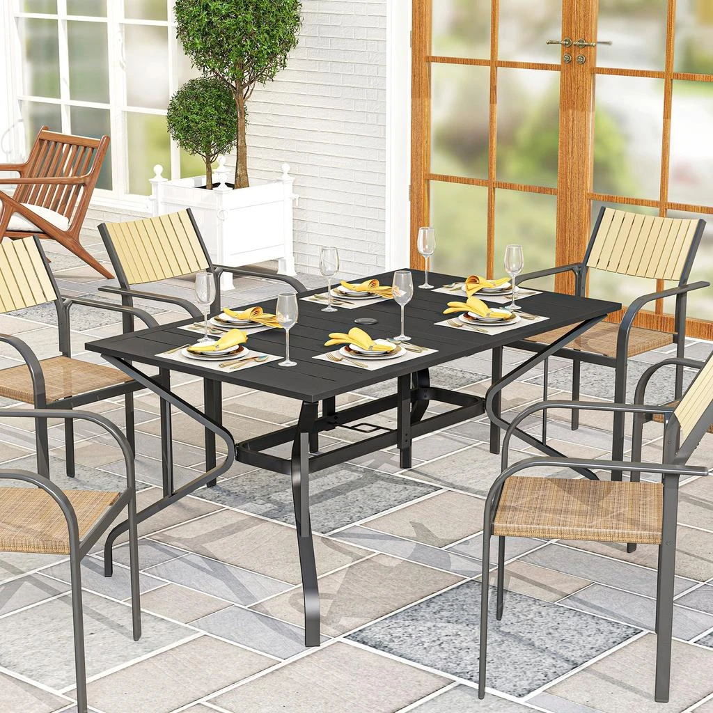 Hivvago Outdoor Patio Table for 6 with Umbrella Hole 2