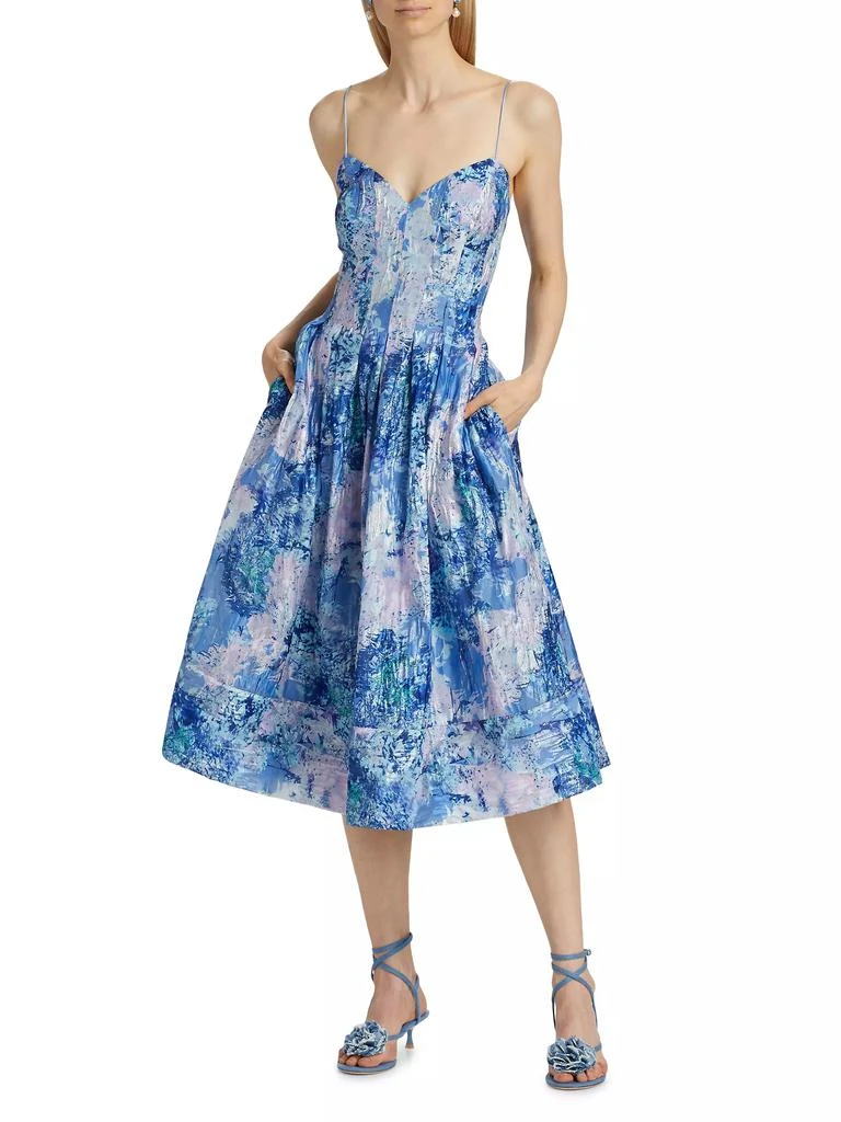 Monique Lhuillier Sage Jacquard Midi-Dress 3