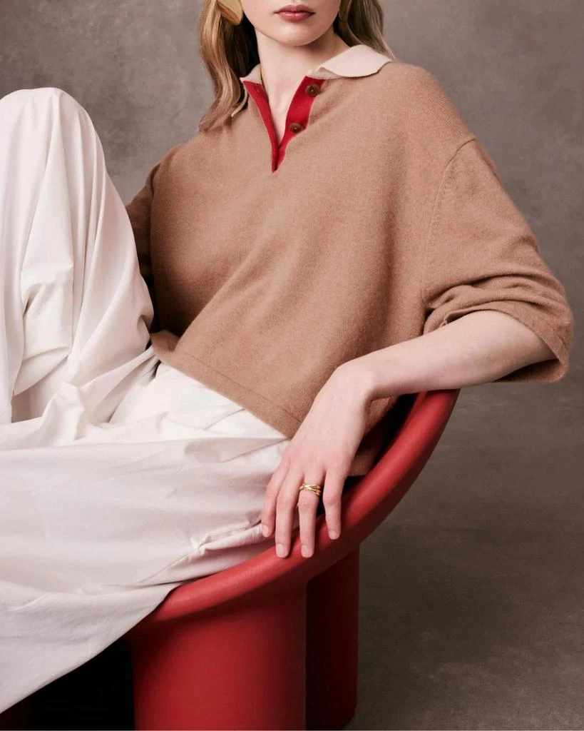 White + Warren White + Warren - Cashmere Cropped Polo Shirt 5