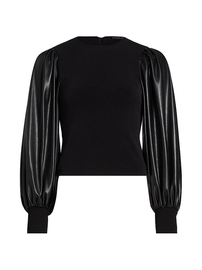 Alice + Olivia Latoria Vegan Leather Blouse 1