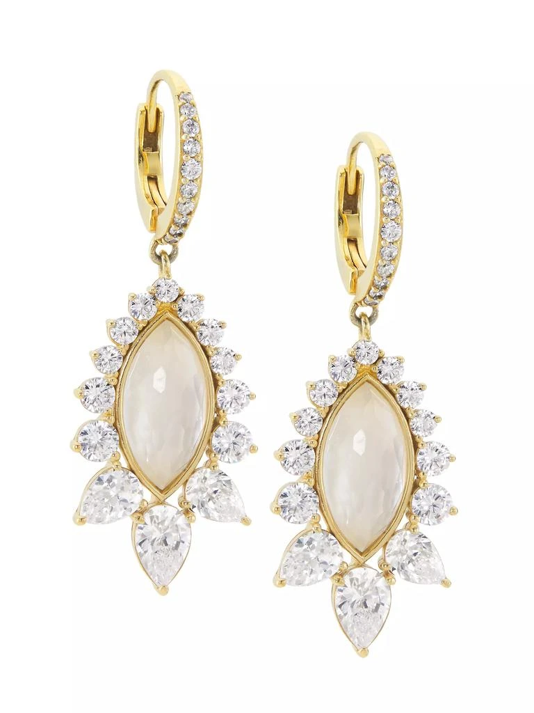 Adriana Orsini Taylor Navet 18K Gold-Plated, Cubic Zirconia, Clear Quartz & Mother-Of-Pearl Doublet Drop Earrings 1