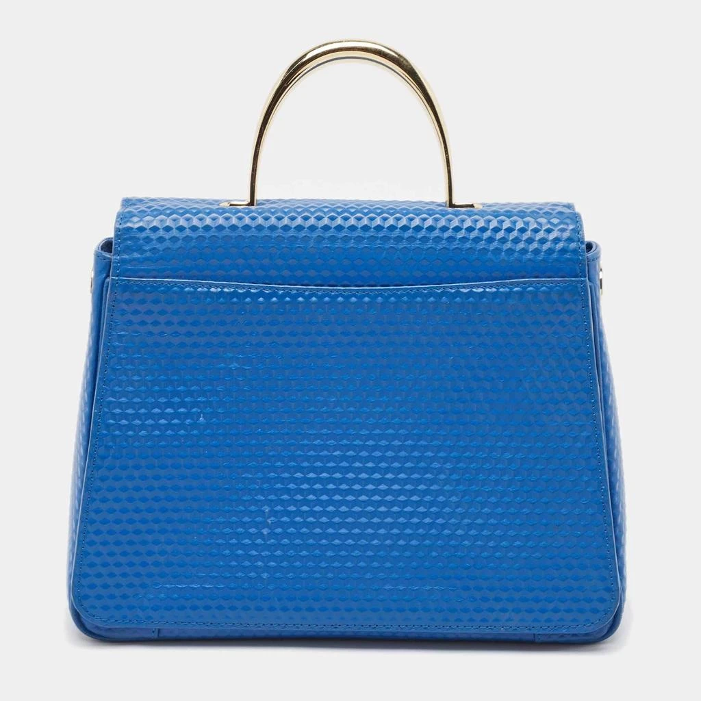 Aigner Aigner Blue Embossed Leather Genoveva M Top Handle Bag 4