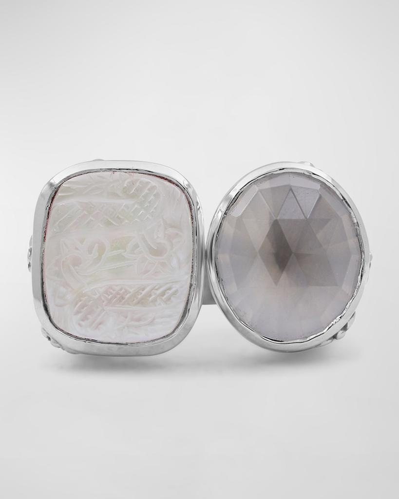 Stephen Dweck Quartz Mother-of-Pearl Open and Close Ring, Size 7-8